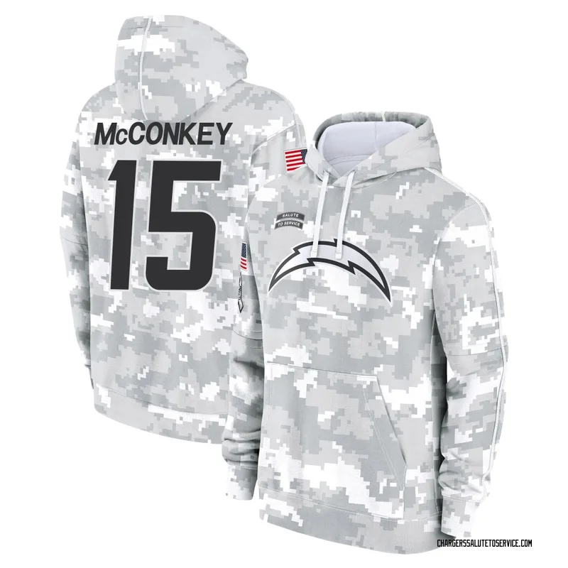 Men's Ladd McConkey Los Angeles Chargers Camo Arctic 2024 Salute to Service Club Fleece Pullover Hoodie