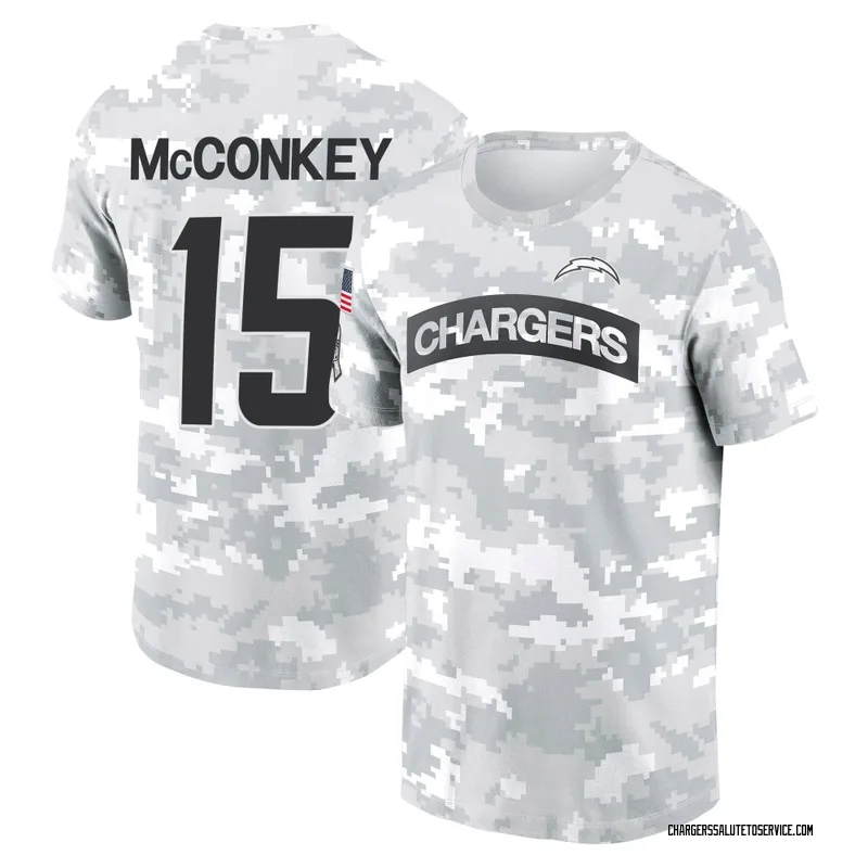 Men's Ladd McConkey Los Angeles Chargers Camo Arctic 2024 Salute to Service Performance T-Shirt