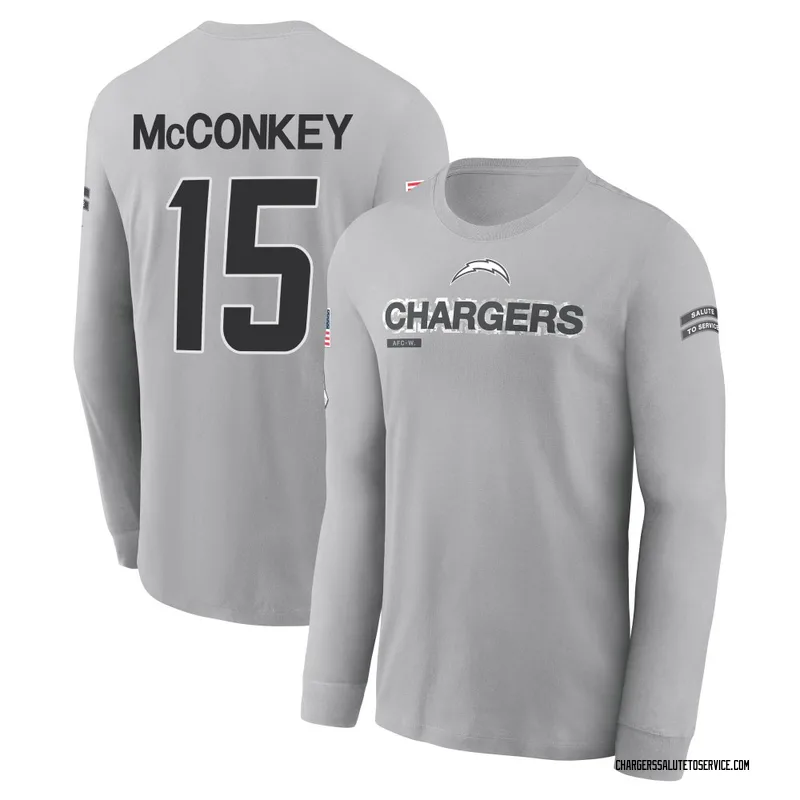 Men's Ladd McConkey Los Angeles Chargers Gray 2024 Salute to Service Long Sleeve T-Shirt