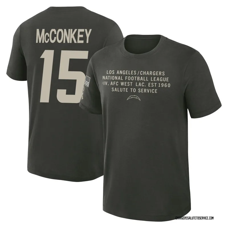 Men's Ladd McConkey Los Angeles Chargers Green Dark/ 2025 Salute to Service Sideline Slub T-Shirt