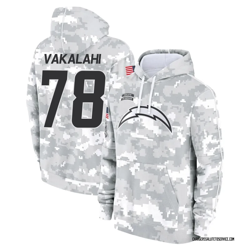 Men's Laekin Vakalahi Los Angeles Chargers Camo Arctic 2024 Salute to Service Club Fleece Pullover Hoodie