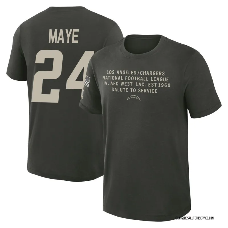 Men's Marcus Maye Los Angeles Chargers Green Dark/ 2025 Salute to Service Sideline Slub T-Shirt