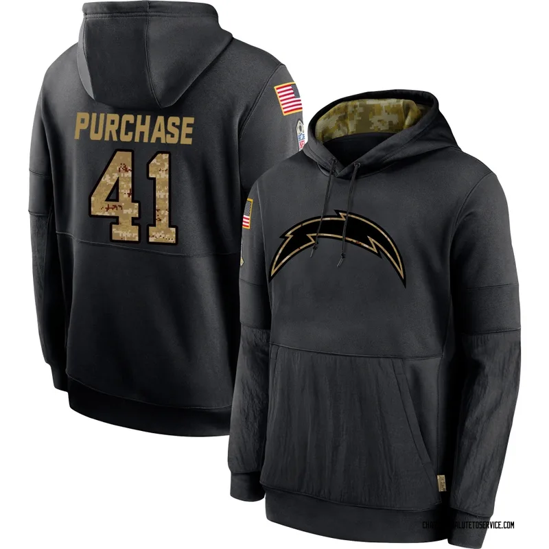 Men's Myles Purchase Los Angeles Chargers Black 2020 Salute to Service Sideline Performance Pullover Hoodie