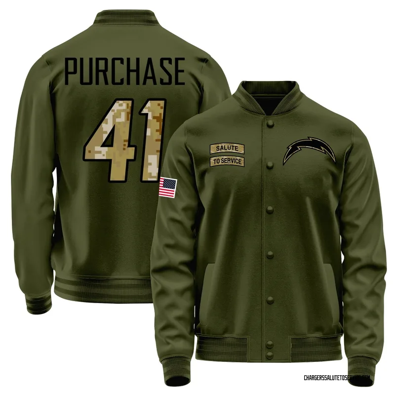 Men's Myles Purchase Los Angeles Chargers Olive Salute to Service Sideline Performance Jacket