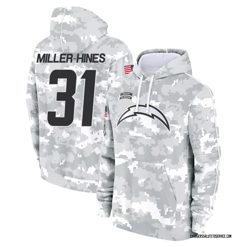 Men's Nyheim Miller-Hines Los Angeles Chargers Camo Arctic 2024 Salute to Service Club Fleece Pullover Hoodie