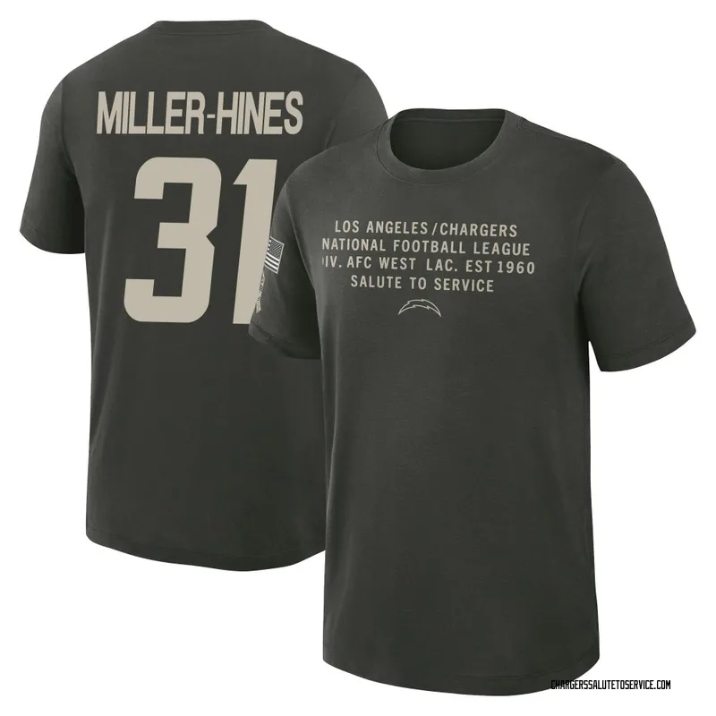Men's Nyheim Miller-Hines Los Angeles Chargers Green Dark/ 2025 Salute to Service Sideline Slub T-Shirt