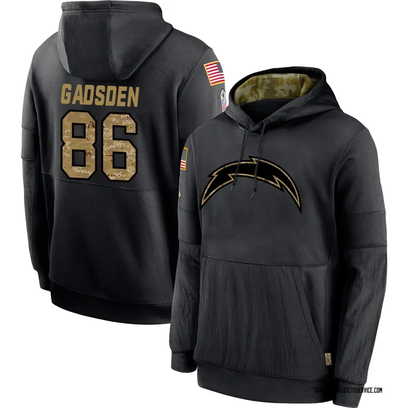 Men's Oronde Gadsden Los Angeles Chargers Black 2020 Salute to Service Sideline Performance Pullover Hoodie