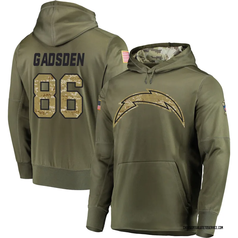 Men's Oronde Gadsden Los Angeles Chargers Olive Salute to Service Pullover Hoodie