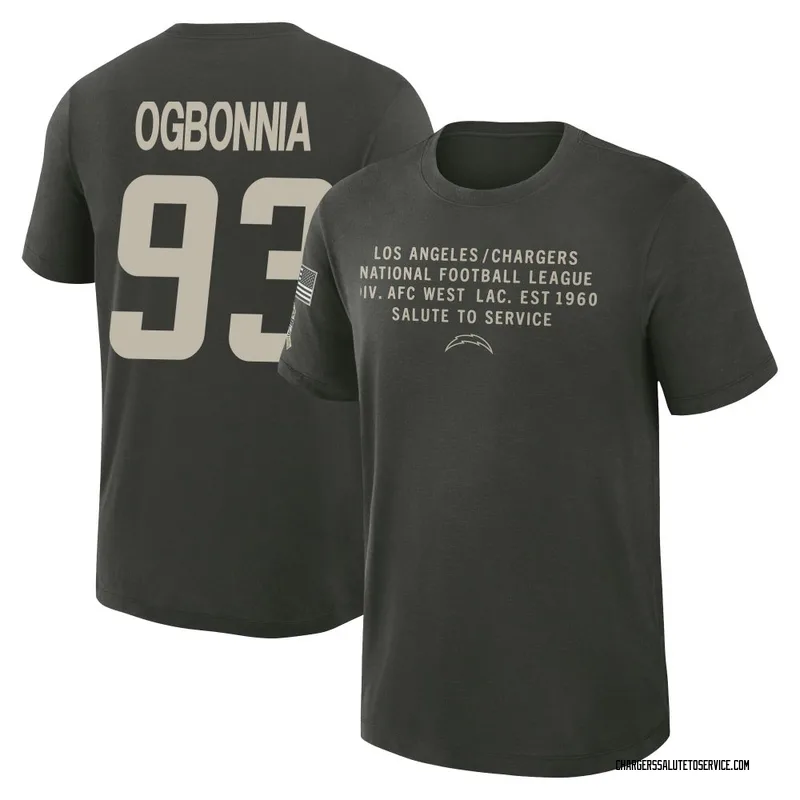 Men's Otito Ogbonnia Los Angeles Chargers Green Dark/ 2025 Salute to Service Sideline Slub T-Shirt