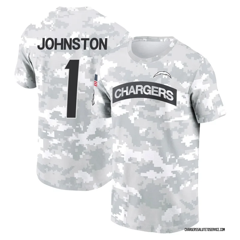 Men's Quentin Johnston Los Angeles Chargers Camo Arctic 2024 Salute to Service Performance T-Shirt