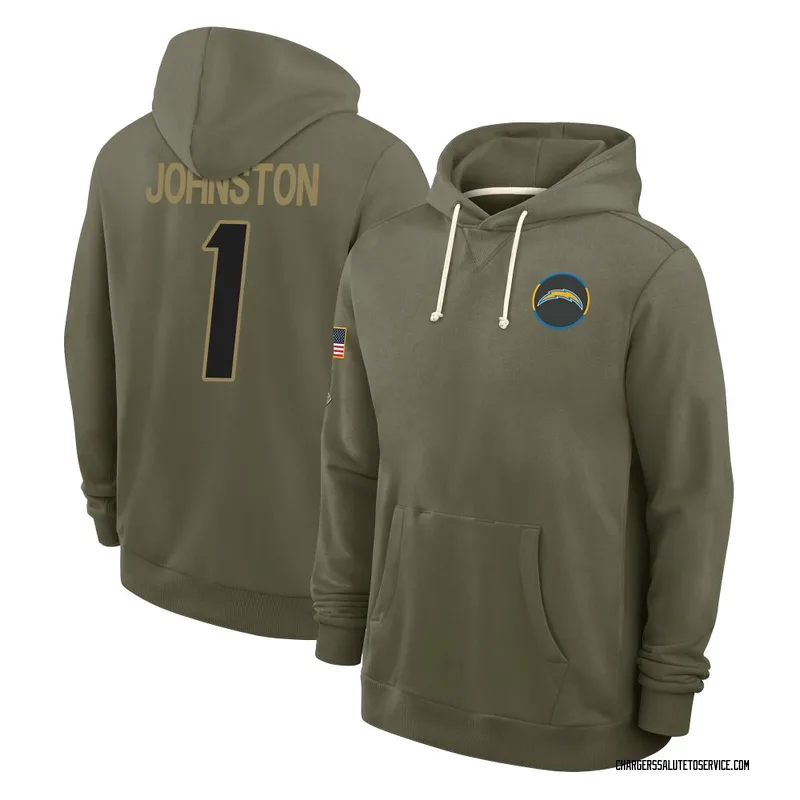 Men's Quentin Johnston Los Angeles Chargers Olive 2025 Salute to Service Hoodie