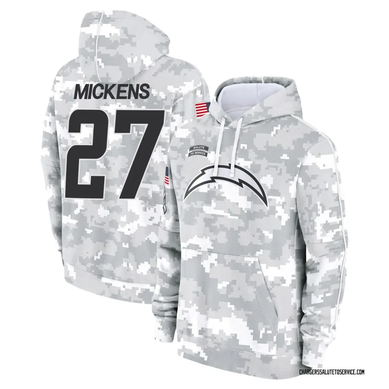 Men's RJ Mickens Los Angeles Chargers Camo Arctic 2024 Salute to Service Club Fleece Pullover Hoodie