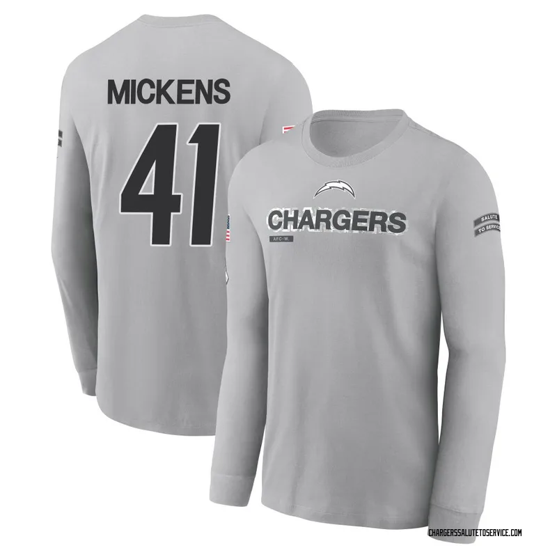 Men's R.J. Mickens Los Angeles Chargers Gray 2024 Salute to Service Long Sleeve T-Shirt
