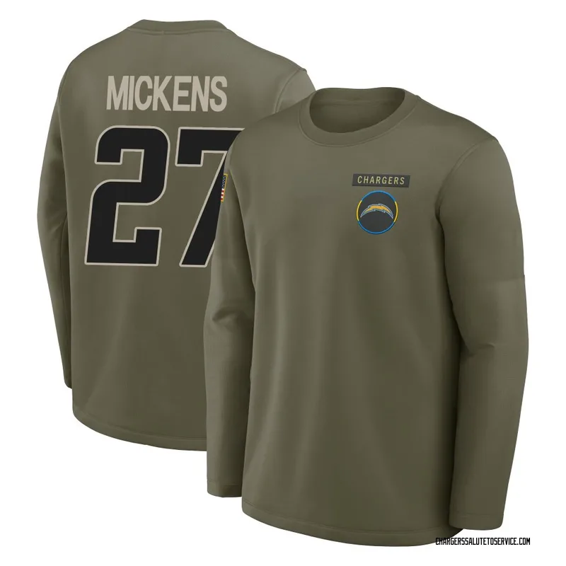 Men's RJ Mickens Los Angeles Chargers Olive 2025 Salute to Service Sideline Coaches Long Sleeve T-Shirt