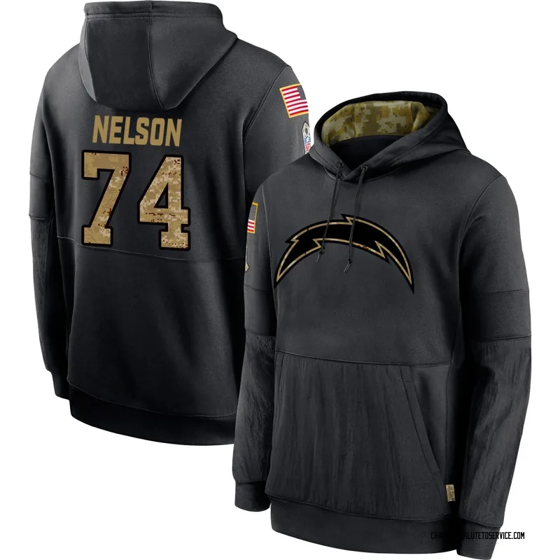 Men's Ryan Nelson Los Angeles Chargers Black 2020 Salute to Service Sideline Performance Pullover Hoodie