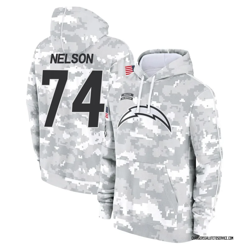 Men's Ryan Nelson Los Angeles Chargers Camo Arctic 2024 Salute to Service Club Fleece Pullover Hoodie
