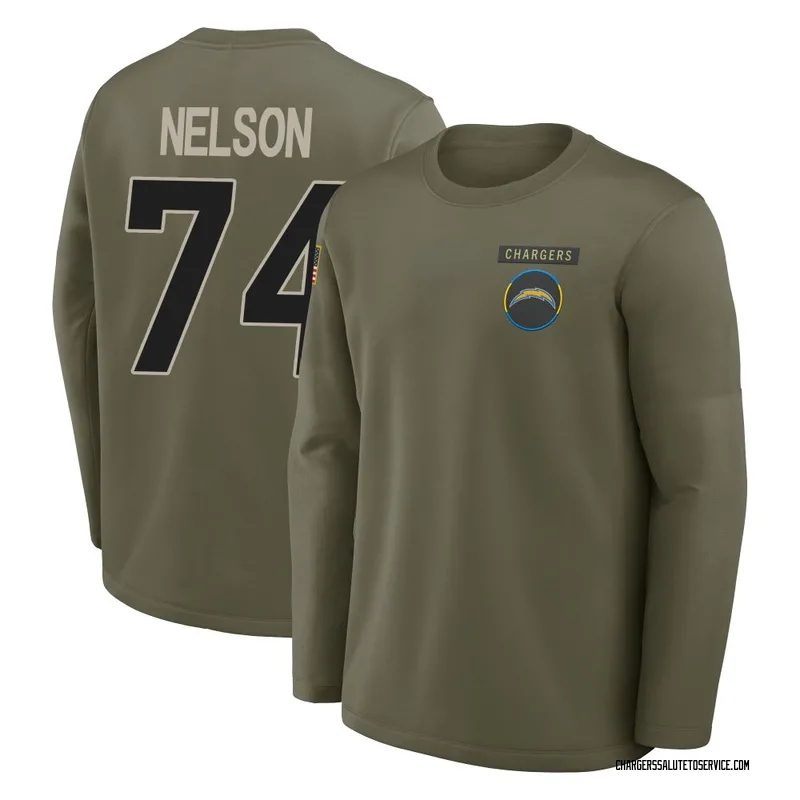 Men's Ryan Nelson Los Angeles Chargers Olive 2025 Salute to Service Sideline Coaches Long Sleeve T-Shirt