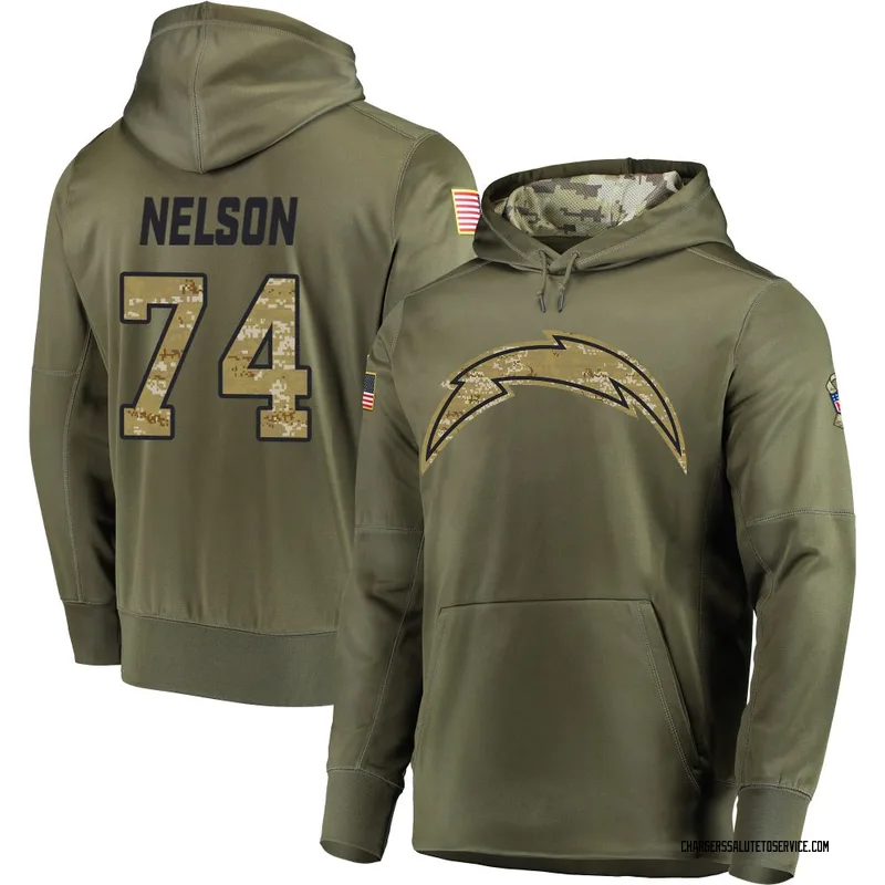 Men's Ryan Nelson Los Angeles Chargers Olive Salute to Service Pullover Hoodie