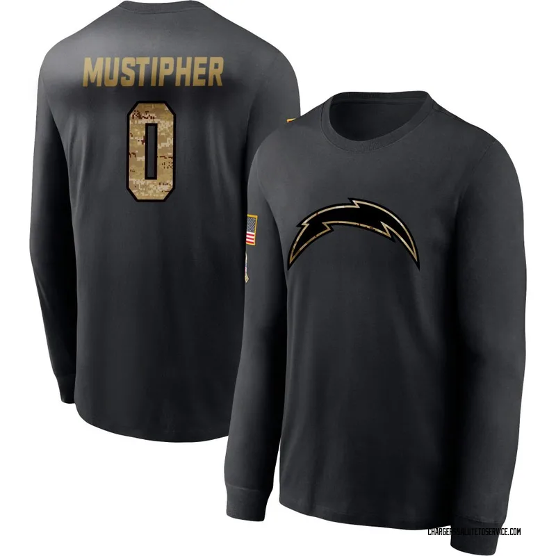 Men's Sam Mustipher Los Angeles Chargers Black 2020 Salute To Service Sideline Performance Long Sleeve T-Shirt