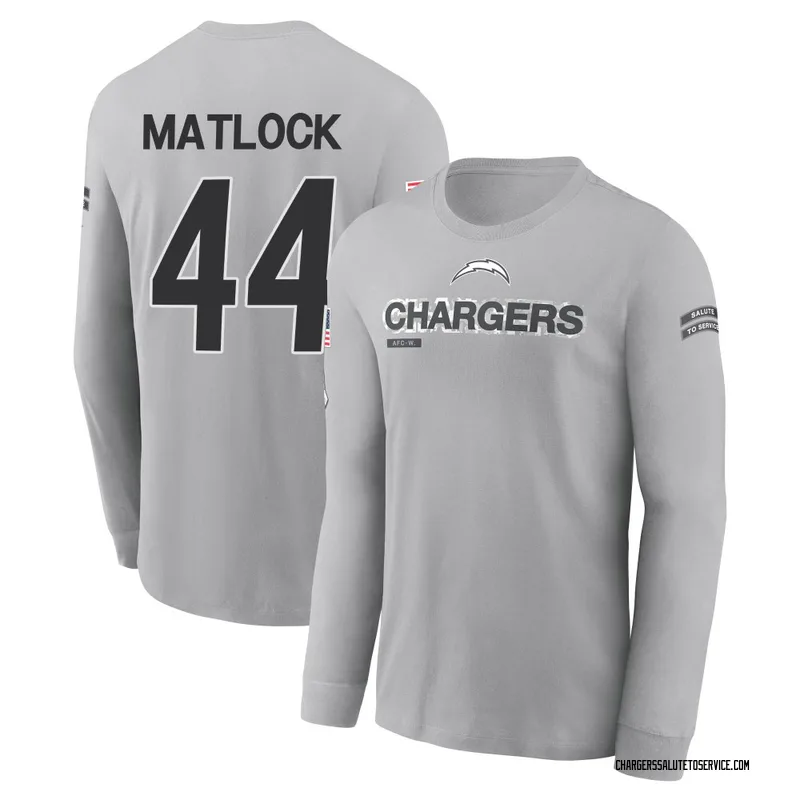 Men's Scott Matlock Los Angeles Chargers Gray 2024 Salute to Service Long Sleeve T-Shirt
