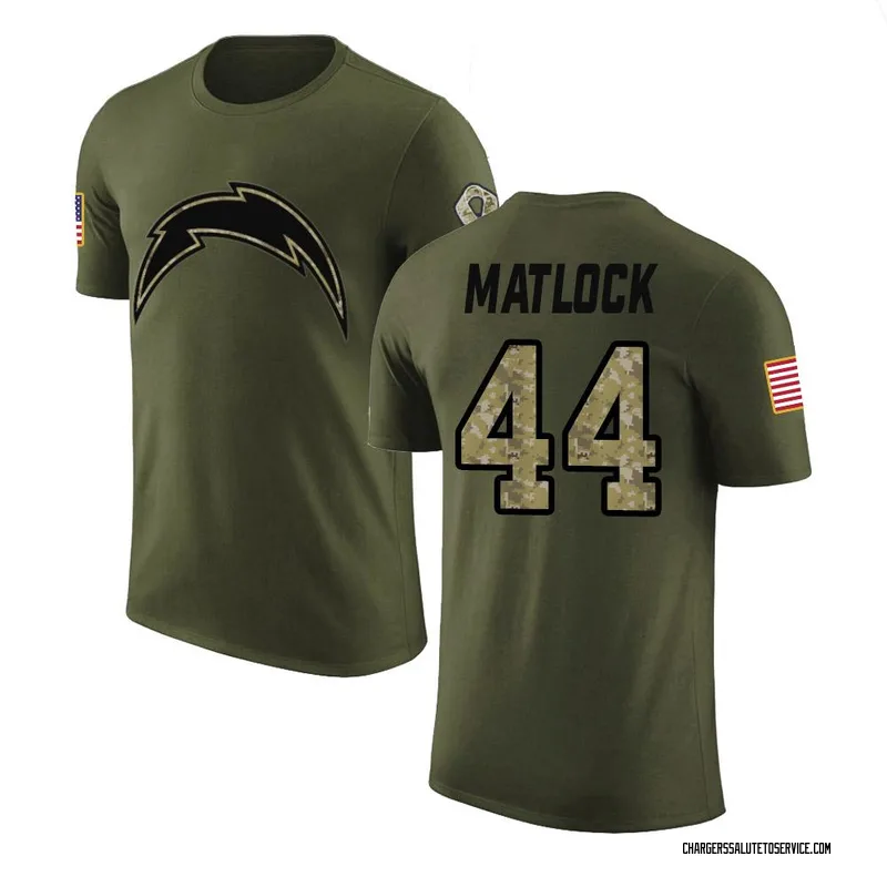 Men's Scott Matlock Los Angeles Chargers Legend Olive Salute to Service T-Shirt
