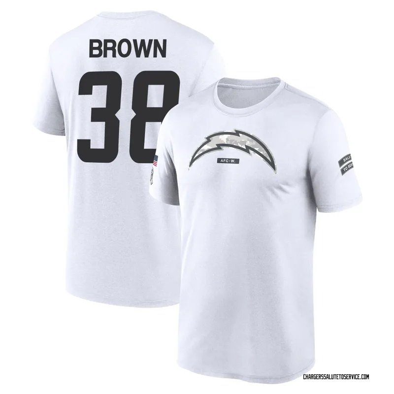 Men's Sincere Brown Los Angeles Chargers Legend White 2024 Salute to Service Performance T-Shirt