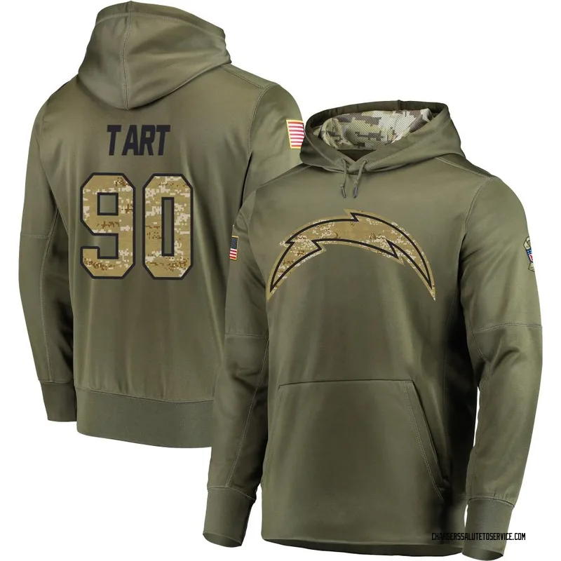 Men's Teair Tart Los Angeles Chargers Olive Salute to Service Pullover Hoodie