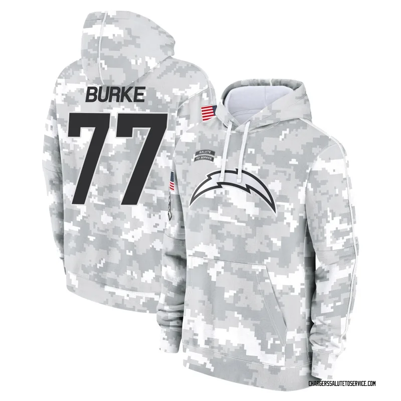 Men's Travis Burke Los Angeles Chargers Camo Arctic 2024 Salute to Service Club Fleece Pullover Hoodie