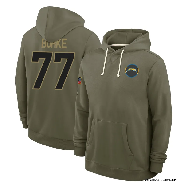 Men's Travis Burke Los Angeles Chargers Olive 2025 Salute to Service Hoodie
