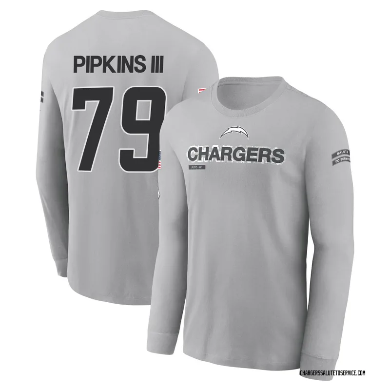 Men's Trey Pipkins III Los Angeles Chargers Gray 2024 Salute to Service Long Sleeve T-Shirt