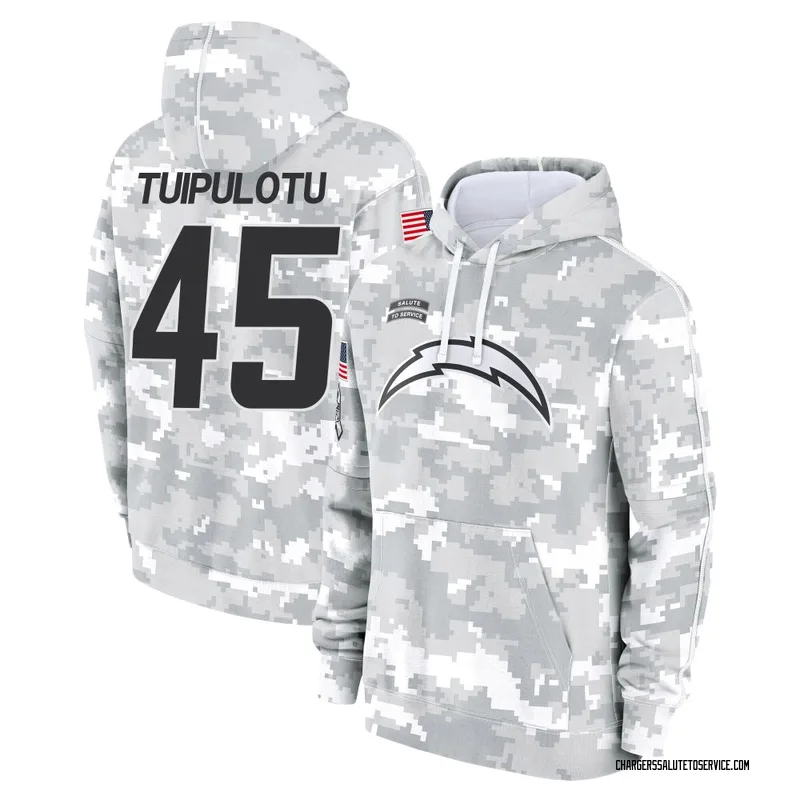 Men's Tuli Tuipulotu Los Angeles Chargers Camo Arctic 2024 Salute to Service Club Fleece Pullover Hoodie