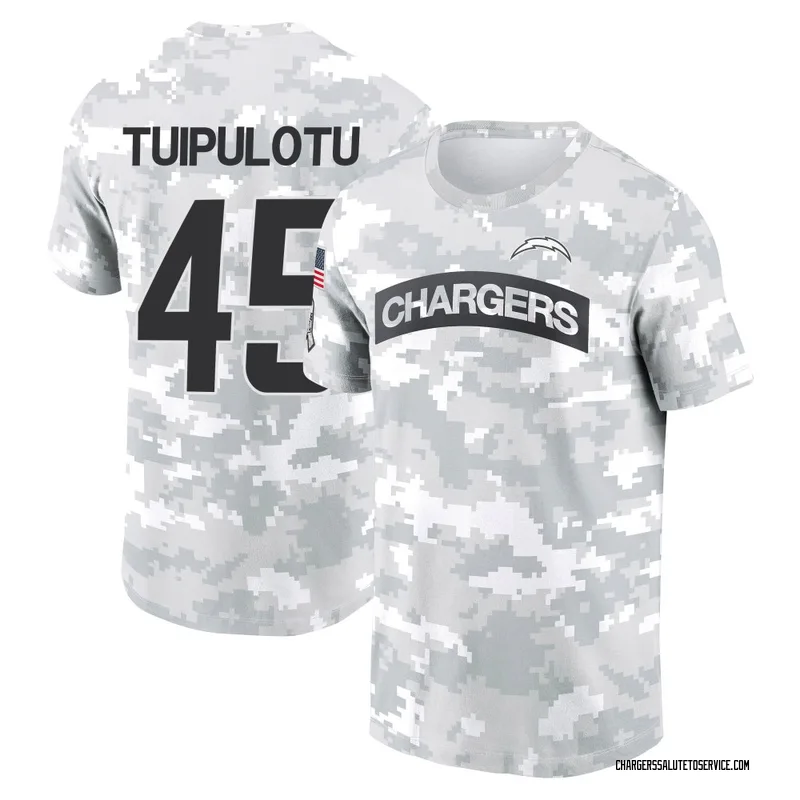 Men's Tuli Tuipulotu Los Angeles Chargers Camo Arctic 2024 Salute to Service Performance T-Shirt