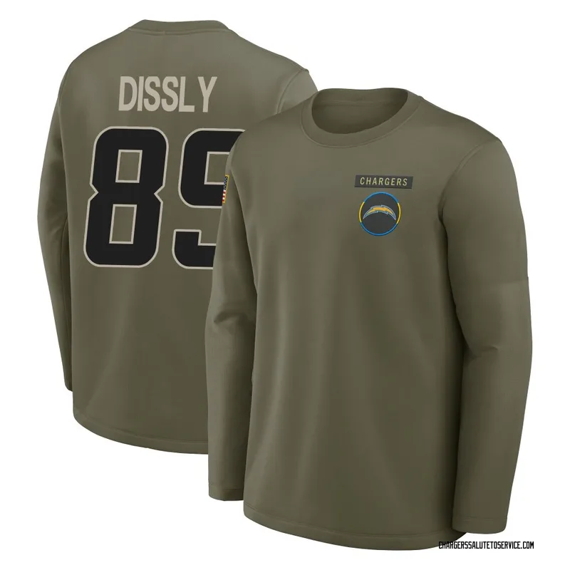 Men's Will Dissly Los Angeles Chargers Olive 2025 Salute to Service Sideline Coaches Long Sleeve T-Shirt