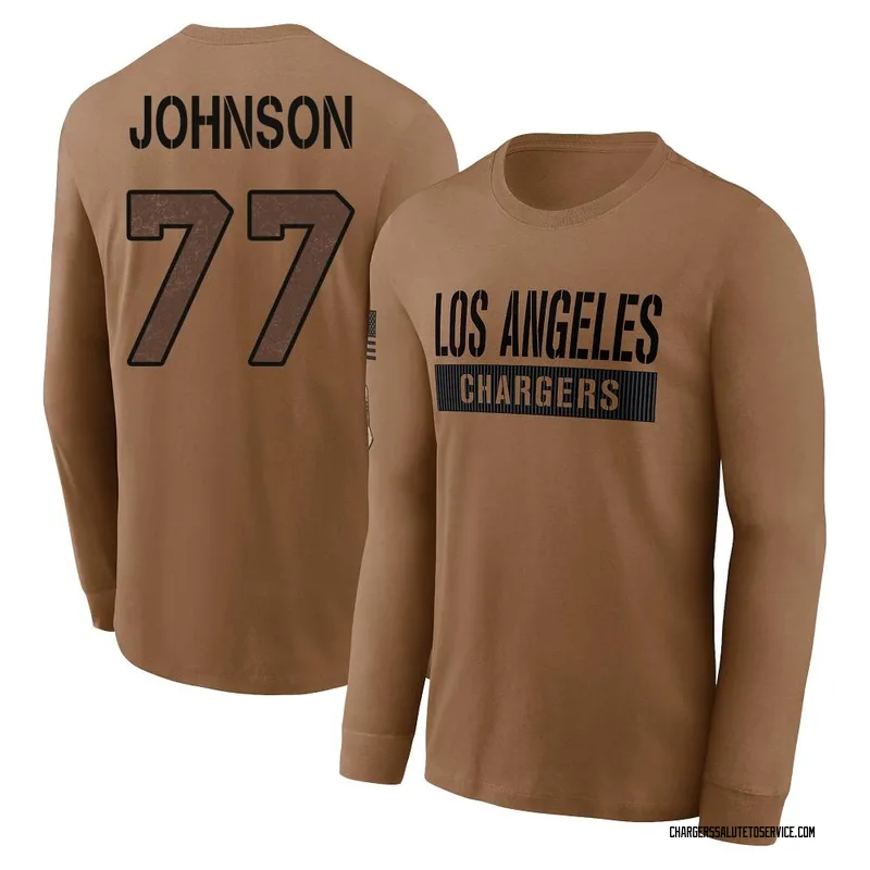 Men's Zion Johnson Los Angeles Chargers Brown 2023 Salute To Service Long Sleeve T-Shirt