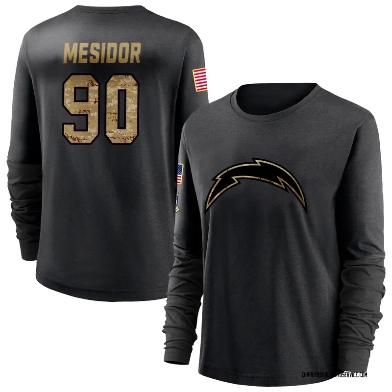 Women's Akheem Mesidor Los Angeles Chargers Black 2020 Salute To Service Sideline Performance Long Sleeve T-Shirt