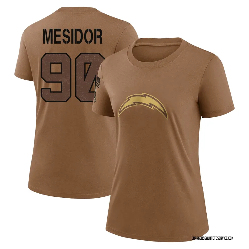 Women's Akheem Mesidor Los Angeles Chargers Legend Brown 2023 Salute To Service Performance T-Shirt