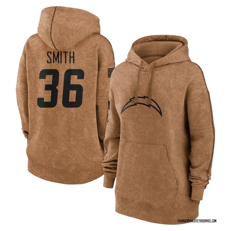 Women's Avery Smith Los Angeles Chargers Brown 2023 Salute To Service Pullover Hoodie