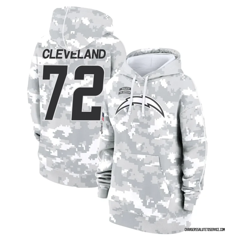 Women's Ben Cleveland Los Angeles Chargers Camo Arctic 2024 Salute to Service Club Fleece Pullover Hoodie