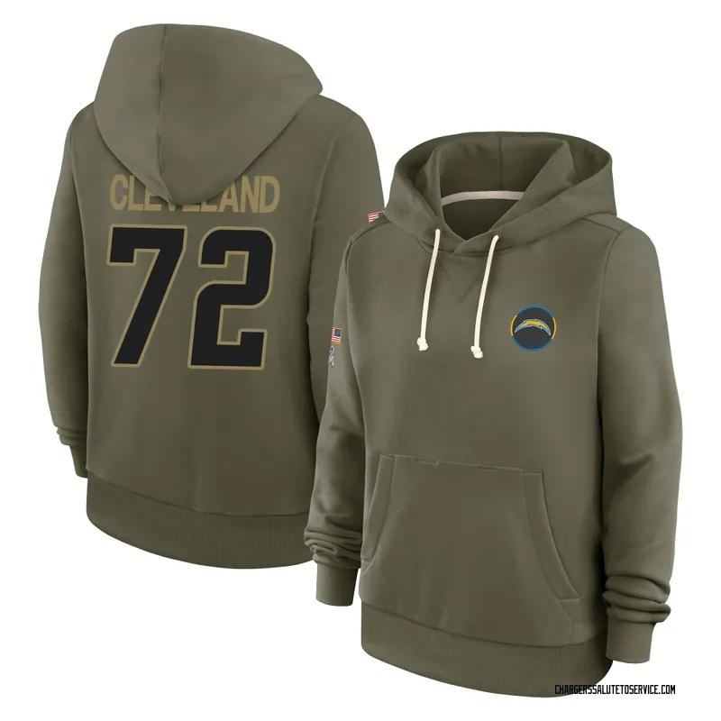 Women's Ben Cleveland Los Angeles Chargers Olive 2025 Salute to Service Hoodie
