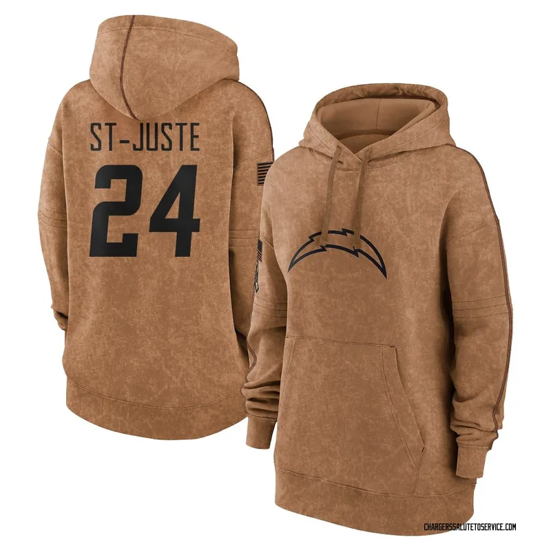 Women's Benjamin St-Juste Los Angeles Chargers Brown 2023 Salute To Service Pullover Hoodie