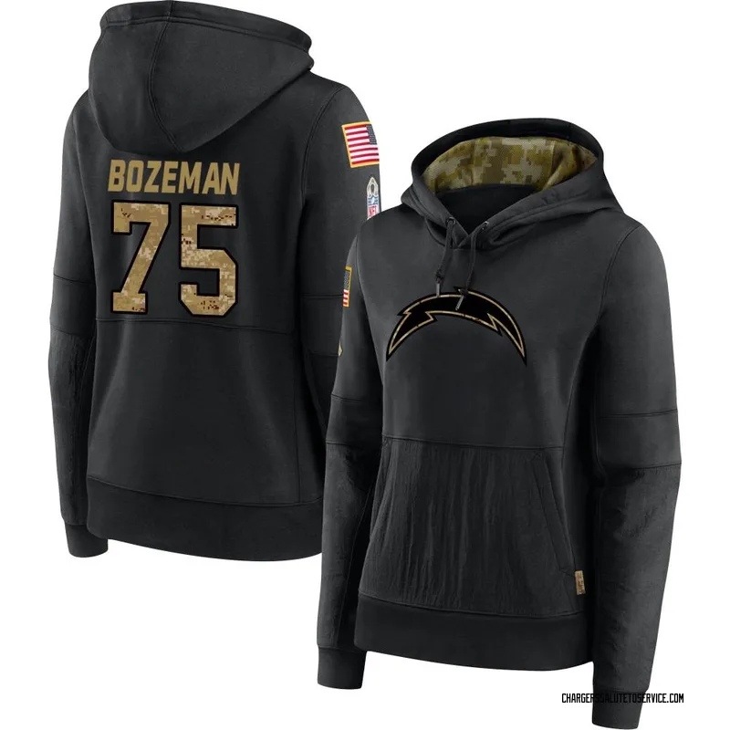 Women's Bradley Bozeman Los Angeles Chargers Black 2020 Salute to Service Sideline Performance Pullover Hoodie