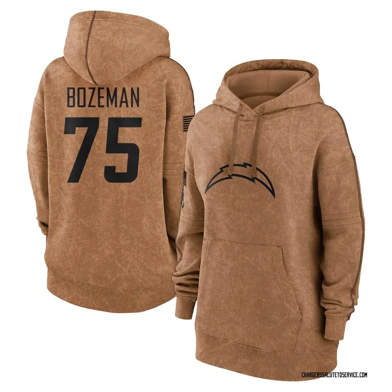 Women's Bradley Bozeman Los Angeles Chargers Brown 2023 Salute To Service Pullover Hoodie