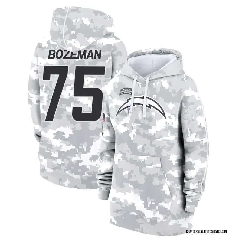 Women's Bradley Bozeman Los Angeles Chargers Camo Arctic 2024 Salute to Service Club Fleece Pullover Hoodie