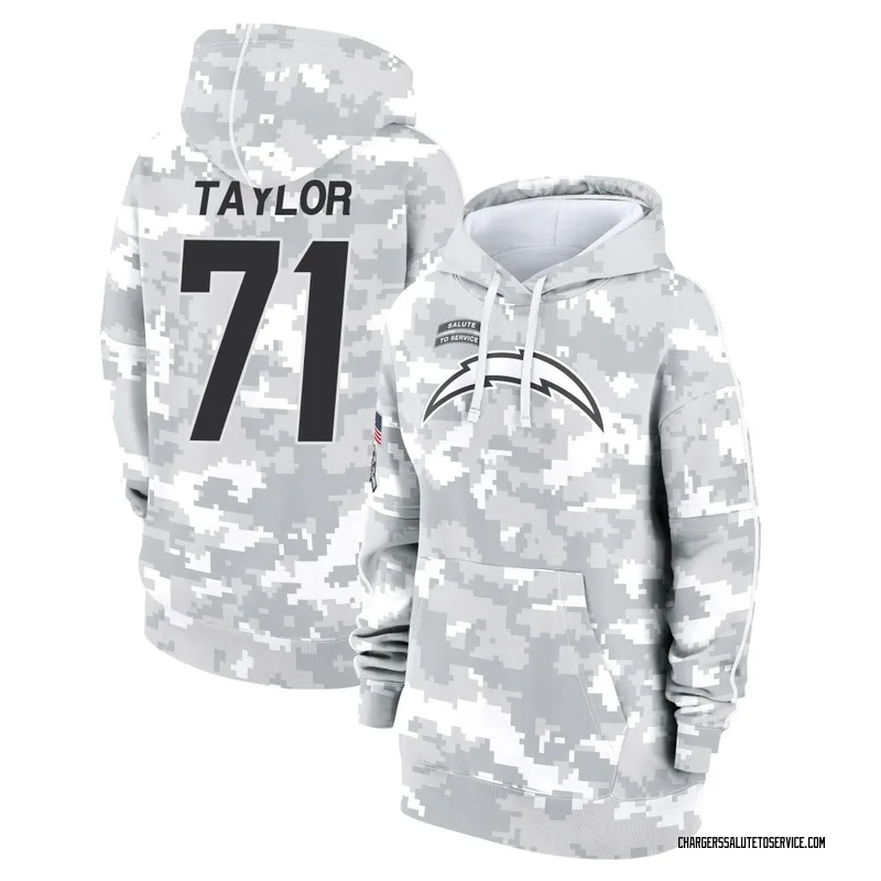 Women's Branson Taylor Los Angeles Chargers Camo Arctic 2024 Salute to Service Club Fleece Pullover Hoodie