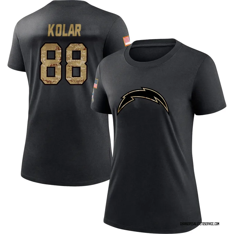Women's Charlie Kolar Los Angeles Chargers Black 2020 Salute To Service Performance T-Shirt