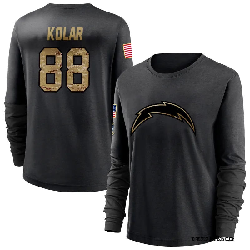 Women's Charlie Kolar Los Angeles Chargers Black 2020 Salute To Service Sideline Performance Long Sleeve T-Shirt