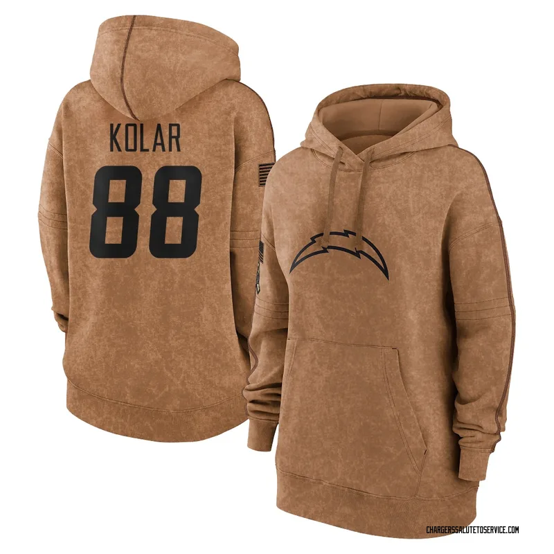 Women's Charlie Kolar Los Angeles Chargers Brown 2023 Salute To Service Pullover Hoodie