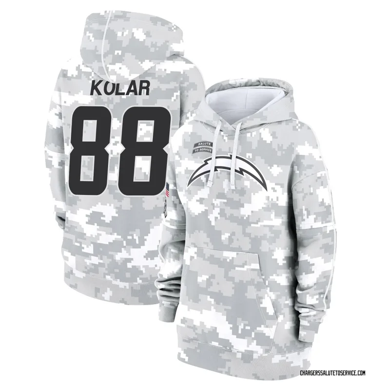 Women's Charlie Kolar Los Angeles Chargers Camo Arctic 2024 Salute to Service Club Fleece Pullover Hoodie