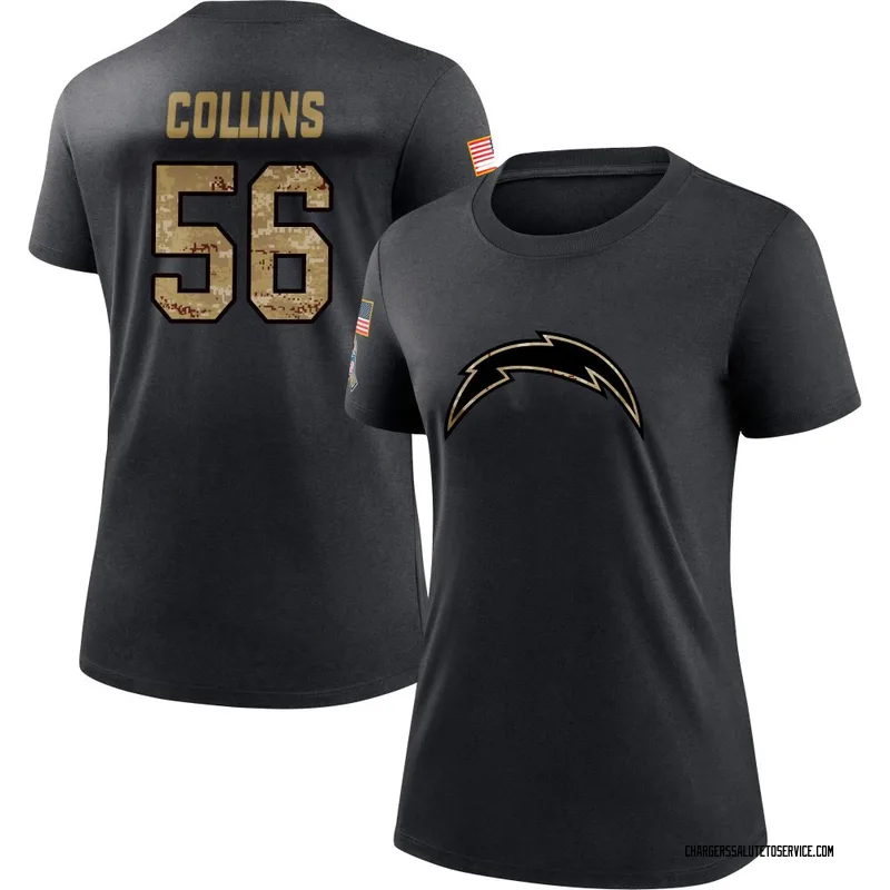 Women's Chris Collins Los Angeles Chargers Black 2020 Salute To Service Performance T-Shirt