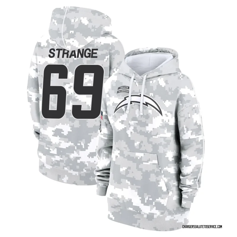 Women's Cole Strange Los Angeles Chargers Camo Arctic 2024 Salute to Service Club Fleece Pullover Hoodie
